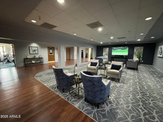 a living room with furniture