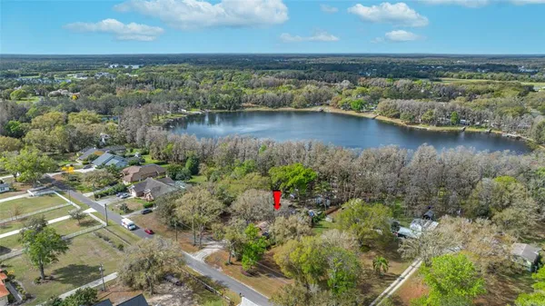 a view of a lake with a mountain