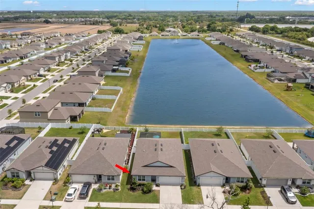 an aerial view of a house
