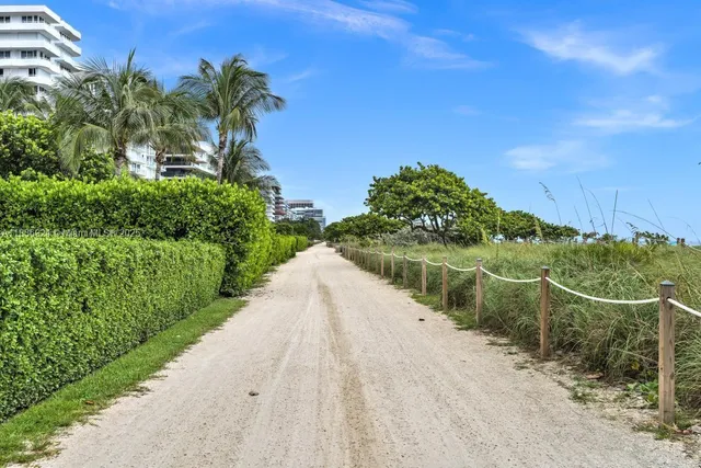 a view of a swimming pool with a garden