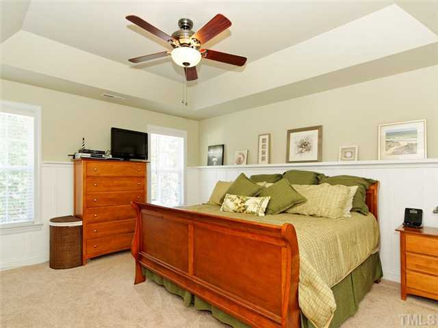 149 Alfred Court Raleigh, NC 27603 - Photo 12 of 24 Master Bedroom w/ Trey Ceiling, Ceiling Fan, Wainscoating, & New Carpet! Master Suite