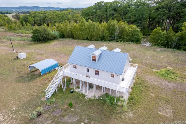 an aerial view of a house
