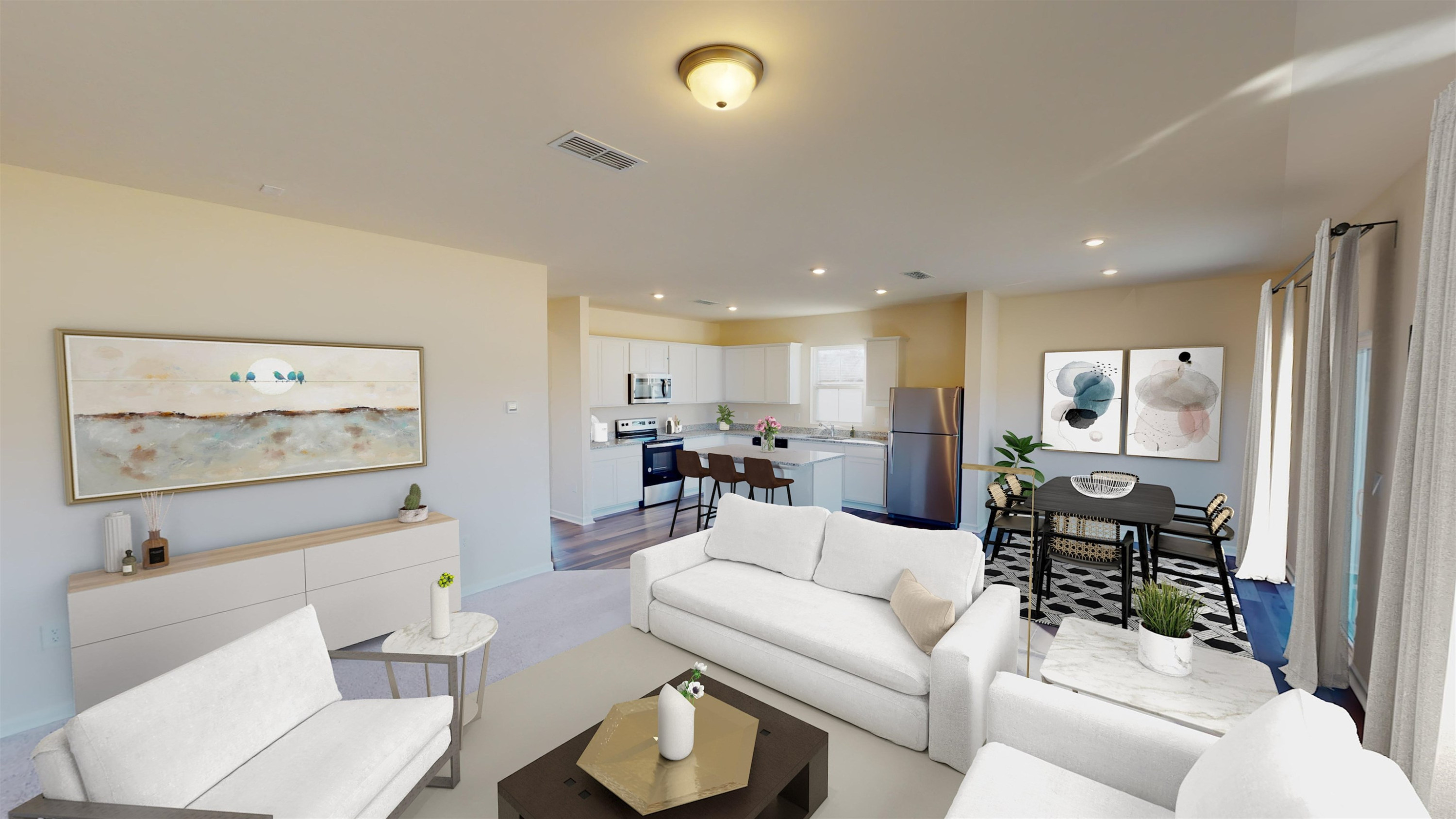 3424 Dragonfly River Raleigh, NC 27604 - Photo 13 of 28 a living room with furniture and a view of kitchen