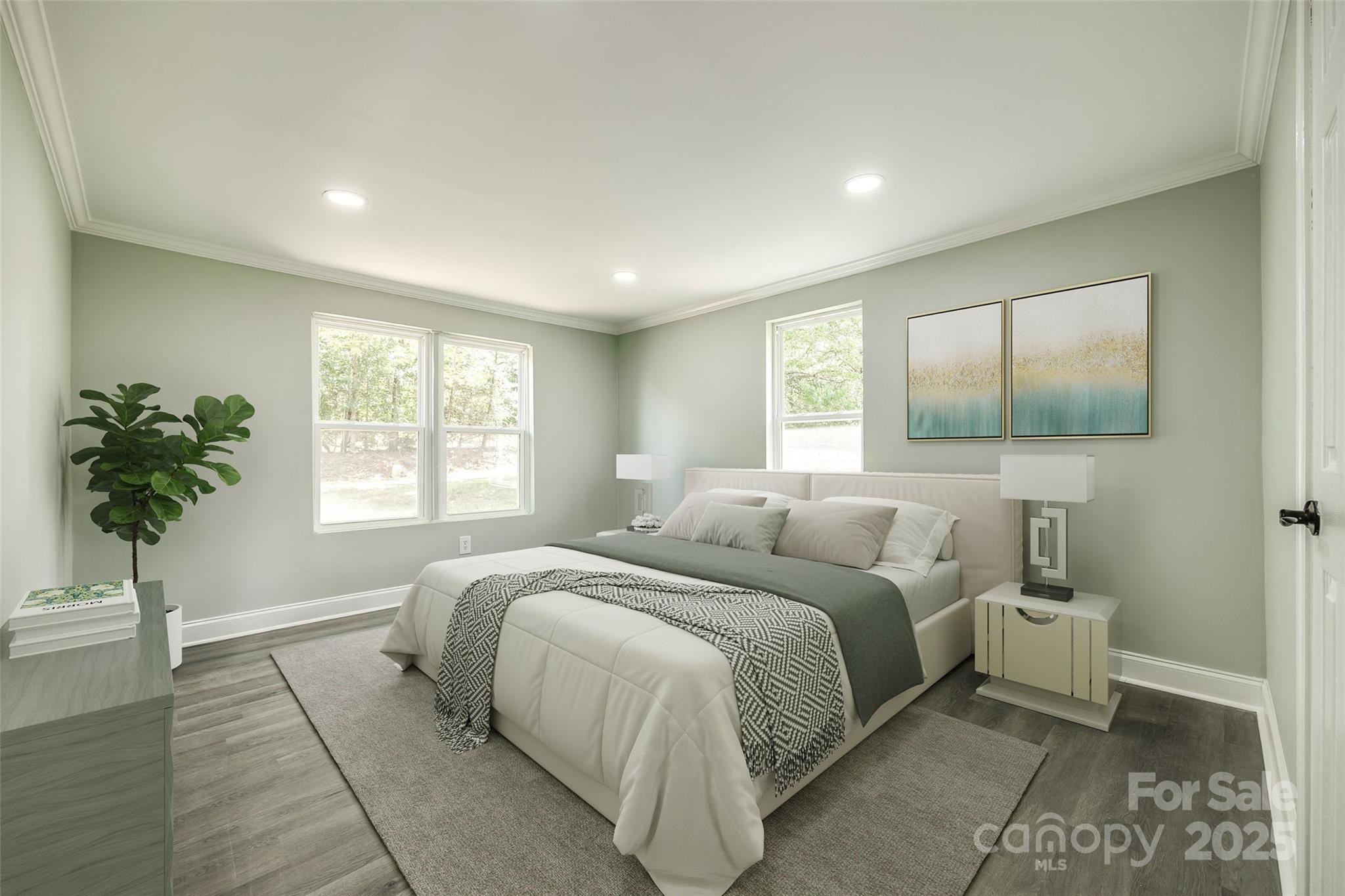 1224 Martin Road Hickory Grove, SC 29717 - Photo 7 of 40 a bedroom with a bed and a potted plant