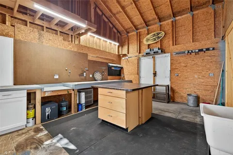 a view of a yard with swimming pool