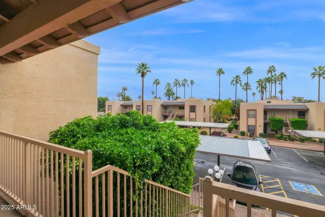 a view of a city from a balcony