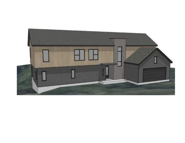 a black and white house with outdoor space