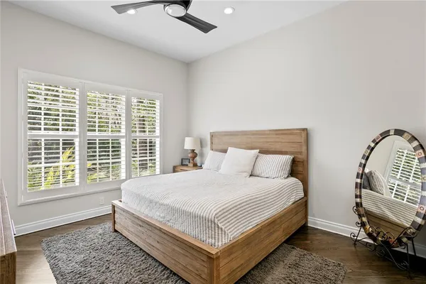 a building outdoor space with patio furniture and potted plant