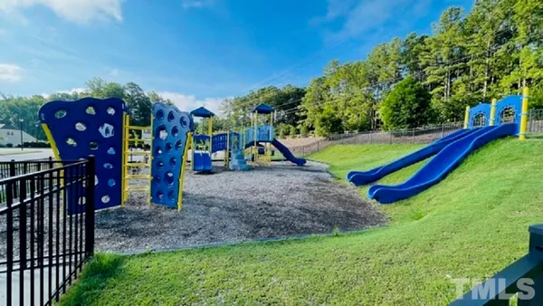 a view of a park with slide