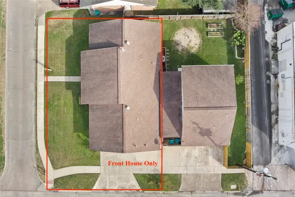 an aerial view of a house