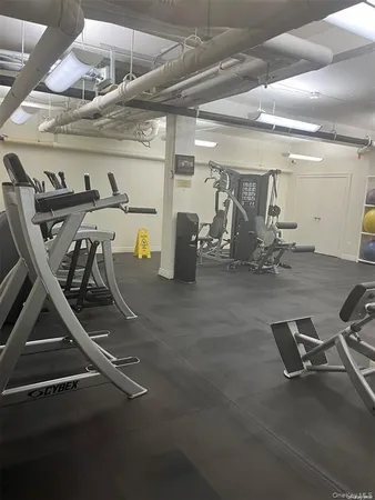 a view of a room with gym equipment