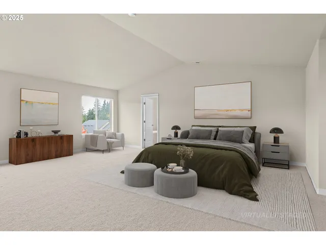 a bathroom with a tub a sink and mirror