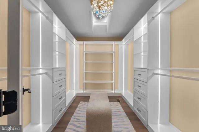 a view of walk in closet with window