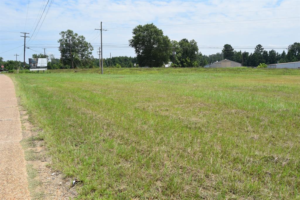a yard with lots of green space and trees in the background