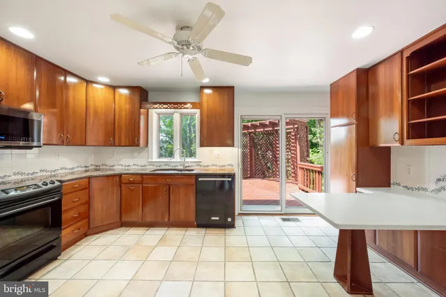 a balcony with trees in front of it