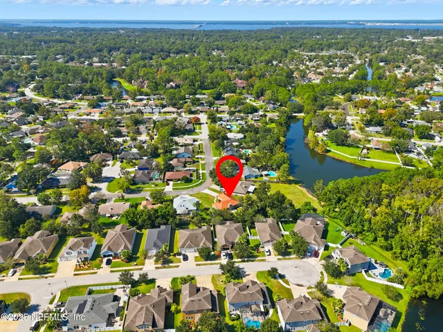 an aerial view of a house