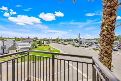 a view of city from a balcony