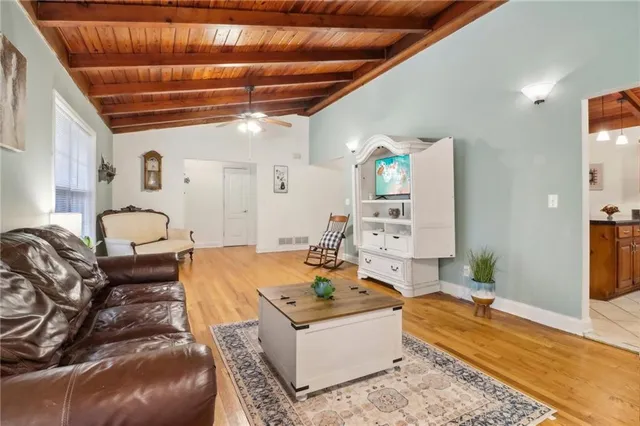 a living room with furniture