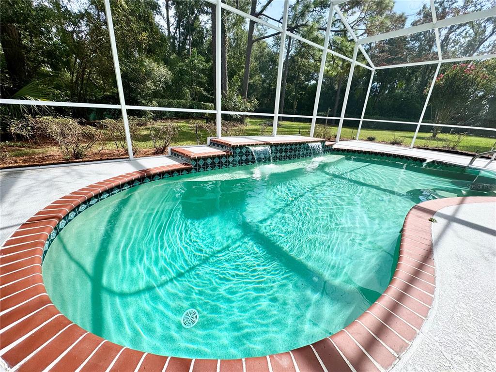 5688 Legend Hills Lane Spring Hill, FL 34609 - Photo 45 of 74 a view of a swimming pool with a garden and trees