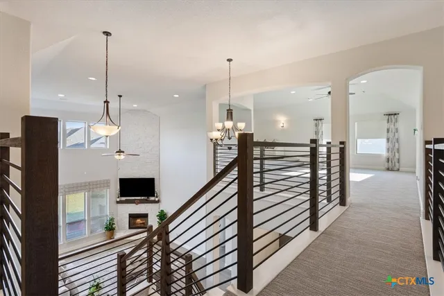 a view of a living room and entryway