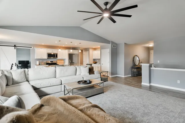 a living room with furniture