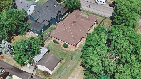an aerial view of a house