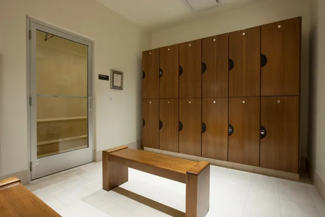 a view of a bathroom with shower