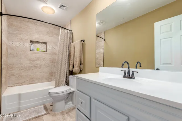 a bathroom with a sink a toilet and a large mirror