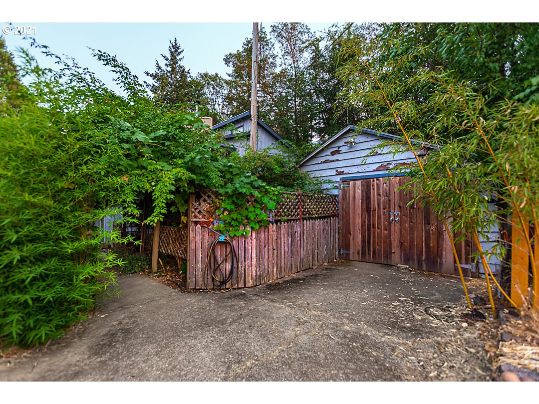 1856 Canyonville-Riddle Road Riddle, OR 97469 - Photo 25 of 27 a view of a backyard with potted plants and large tree