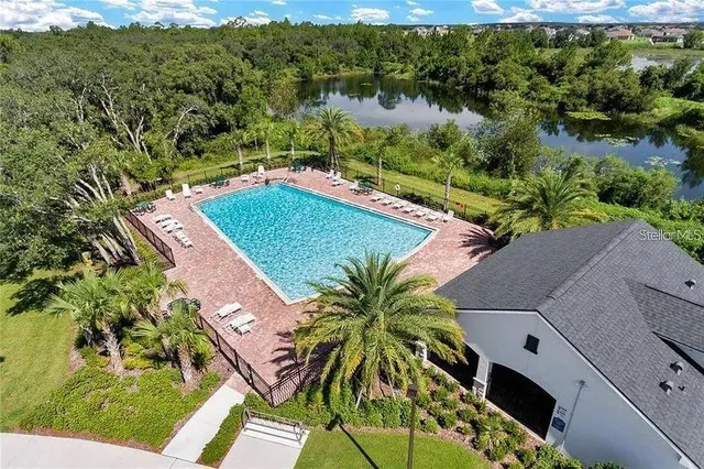 an aerial view of a house