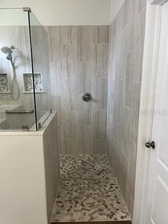 a bathroom with a shower