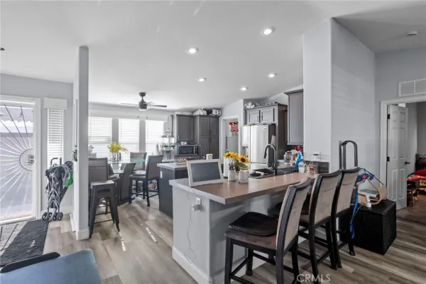 a kitchen with lots of counter top space