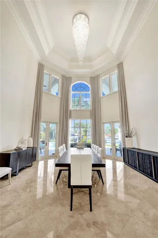 a view of a swimming pool with a garden