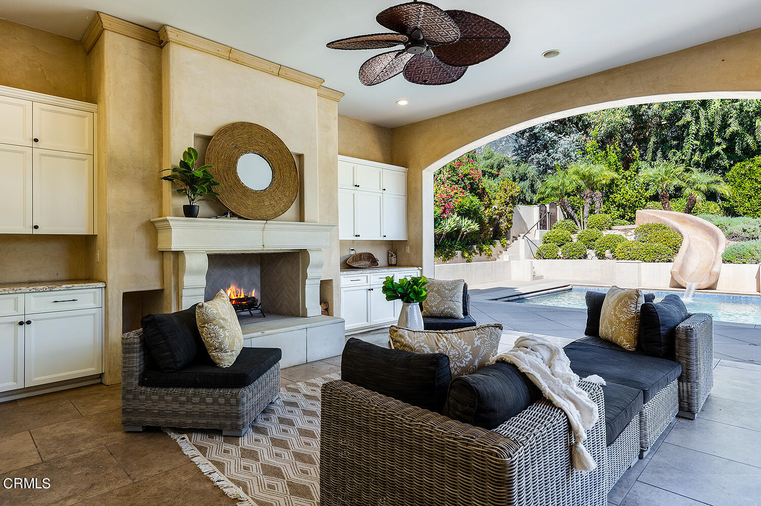 1610 Kinneloa Mesa Road Pasadena, CA 91107 - Photo 53 of 72 a living room with furniture and a fireplace