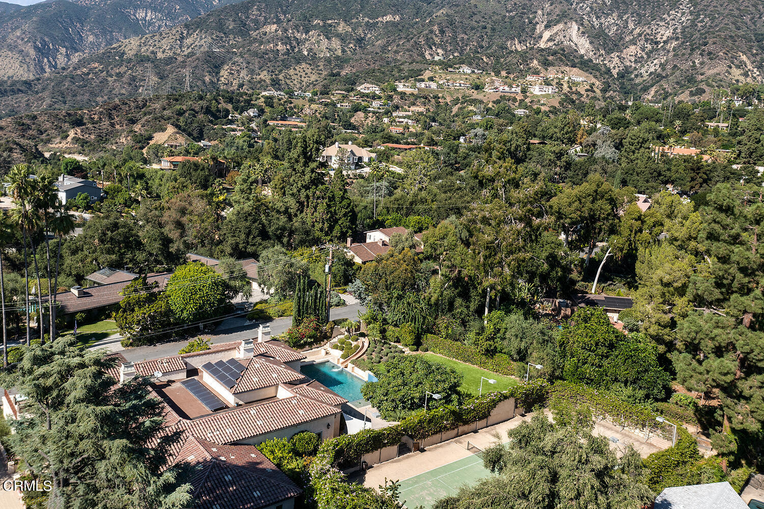 1610 Kinneloa Mesa Road Pasadena, CA 91107 - Photo 71 of 72 an aerial view of residential house with outdoor space and trees all around
