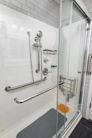 a bathroom with a shower