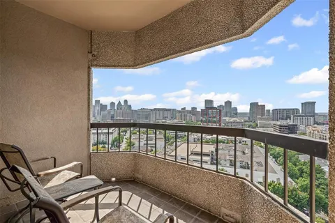 a view of a city from a balcony