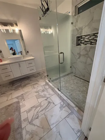 a bathroom with a shower
