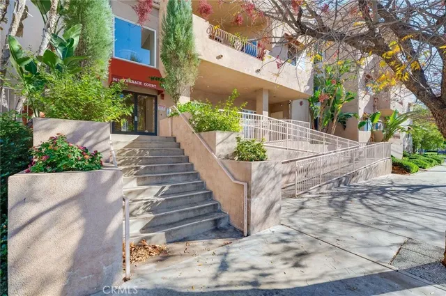 a view of a backyard with potted plants