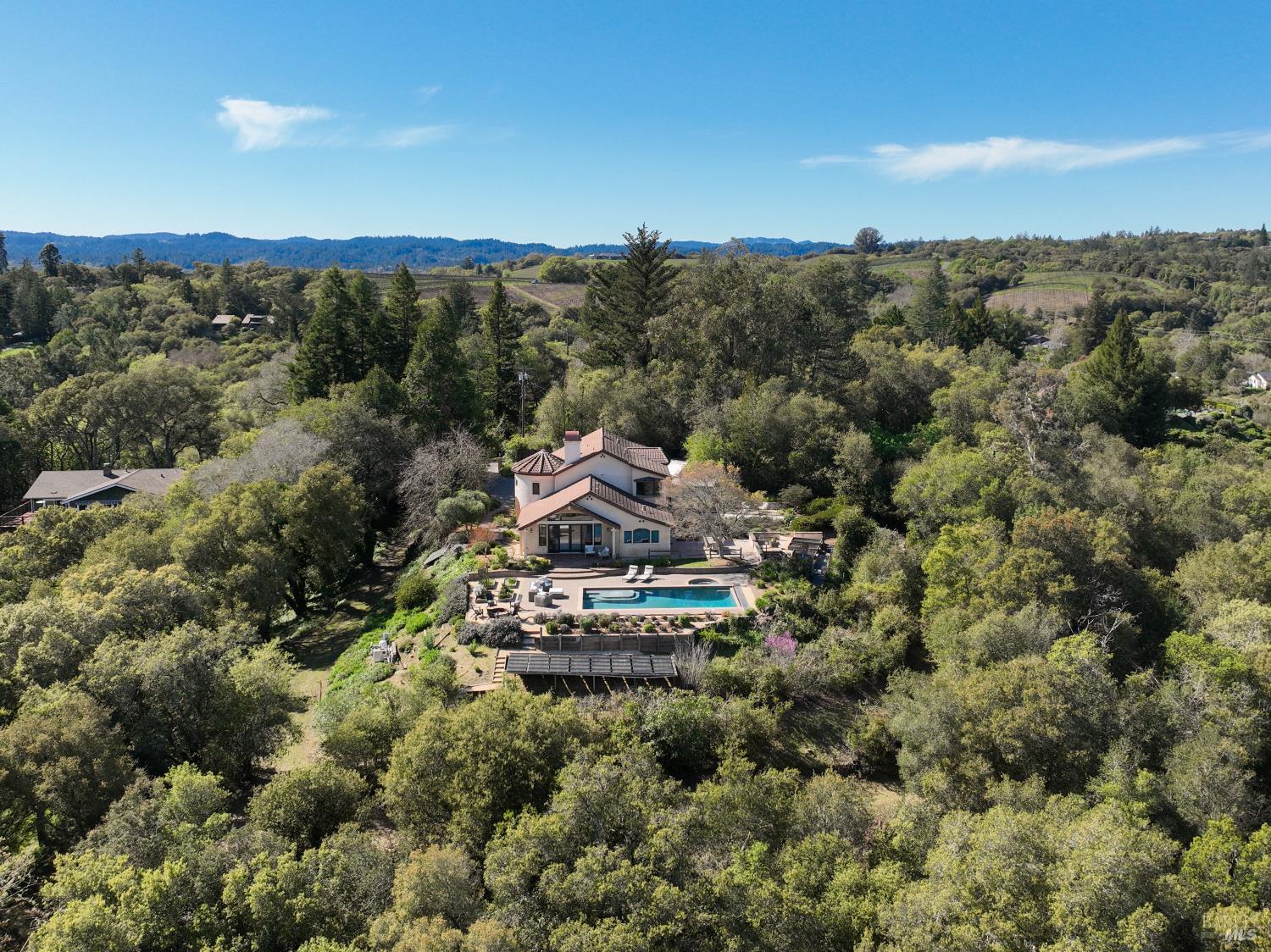 2405 Lewis Road Sebastopol, CA 95472 - Photo 3 of 58 an aerial view of a house with a yard and mountain view