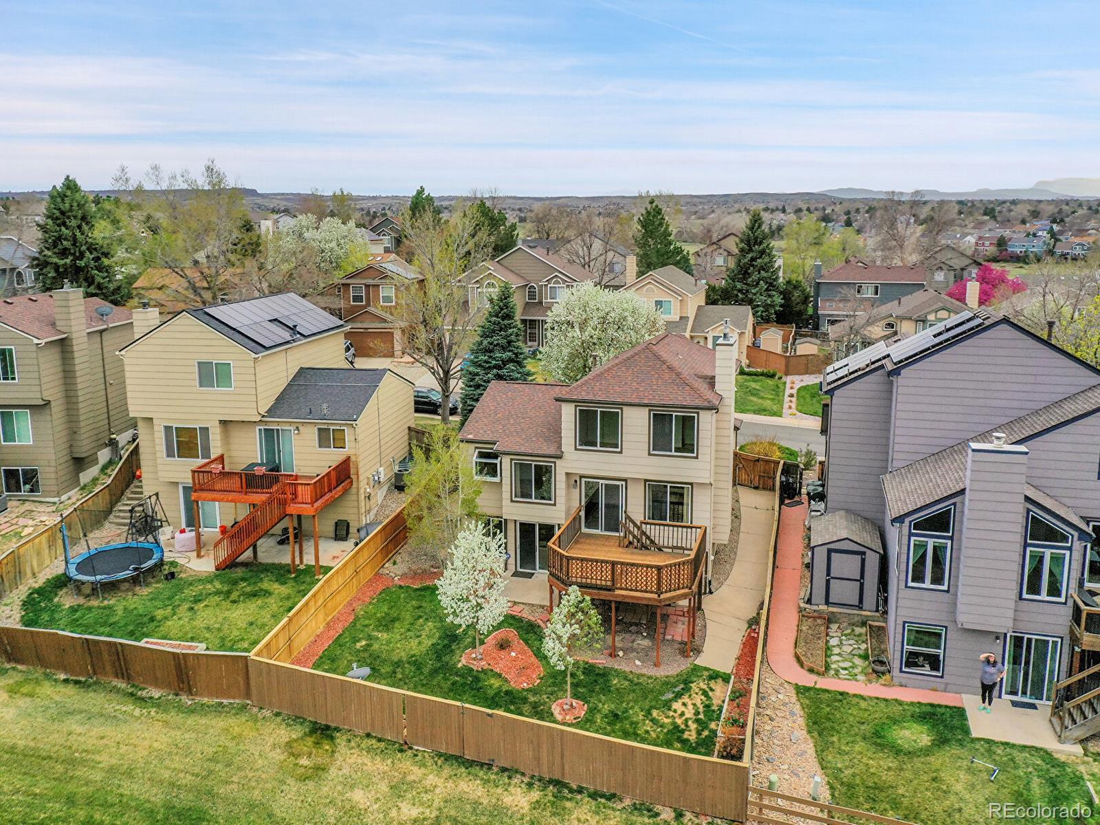 6343 Laguna Circle Highlands Ranch, CO 80130 - Photo 32 of 43 an aerial view of multiple houses with a yard