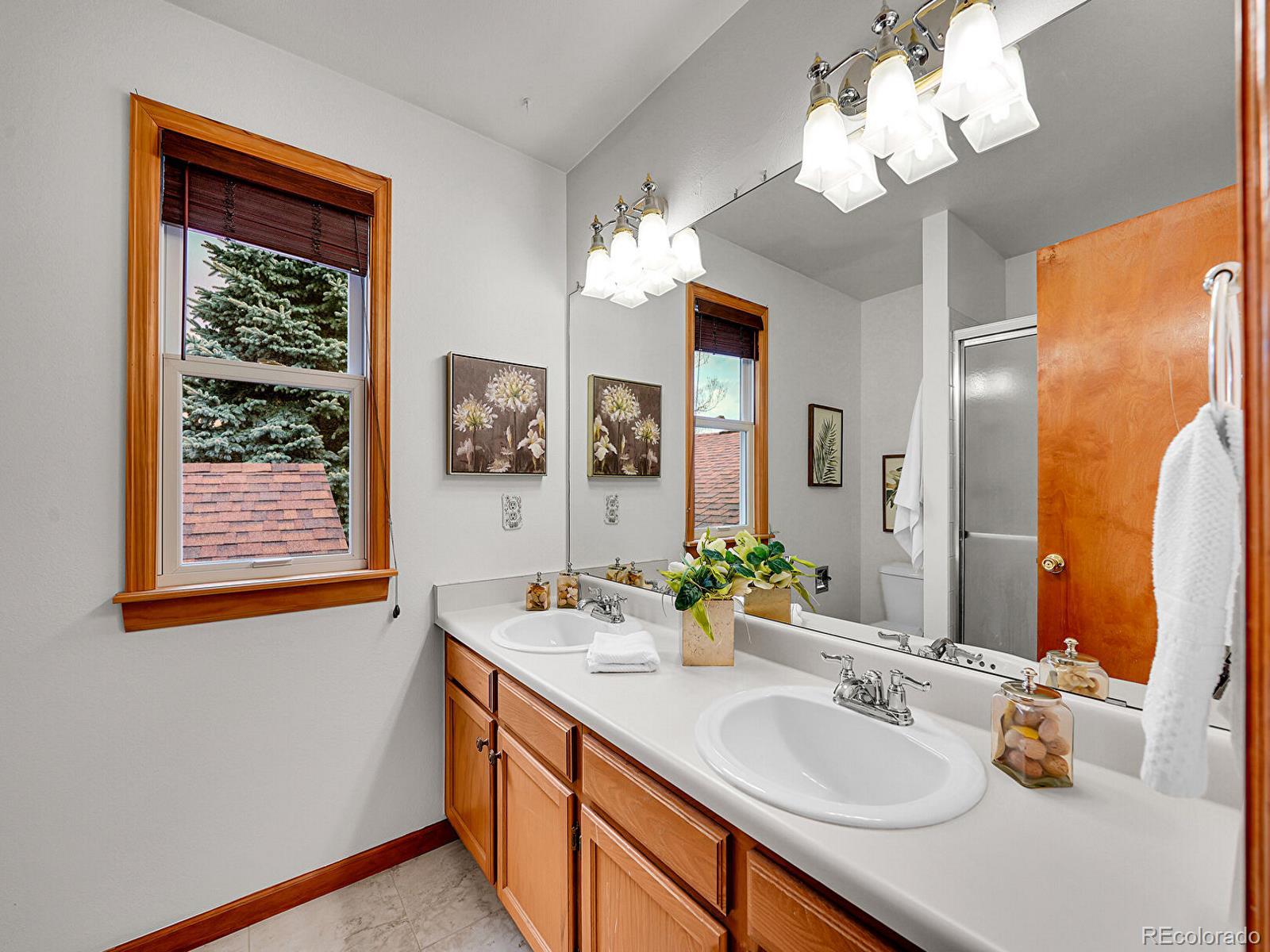 6343 Laguna Circle Highlands Ranch, CO 80130 - Photo 8 of 43 a bathroom with a sink a mirror and a shower