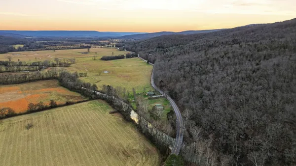 a view of an outdoor space and mountains
