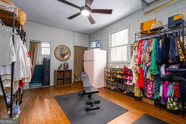 a view of a room with gym equipment