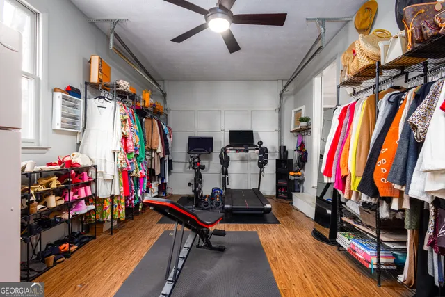 a view of a room with gym equipment