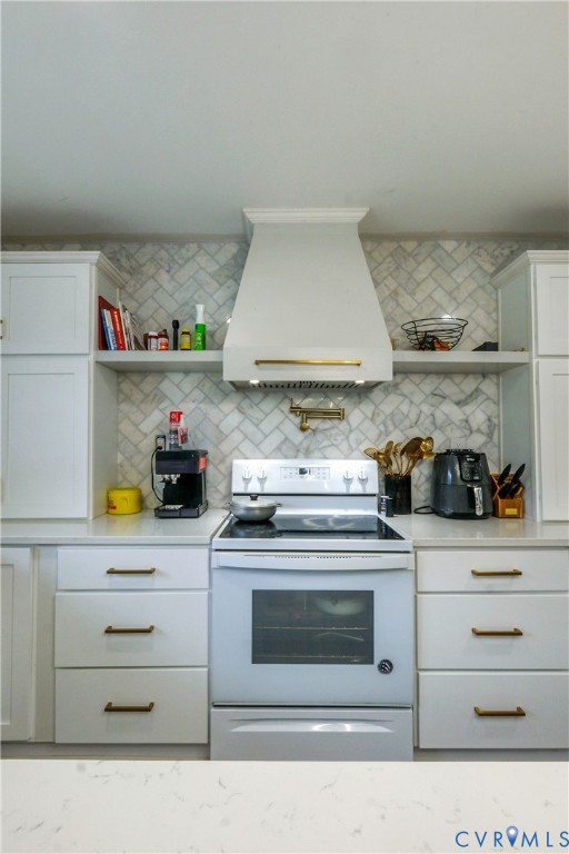 3331 South Constitution Route Dillwyn, VA 23936 - Photo 7 of 24 Kitchen with open shelves, white electric range, w