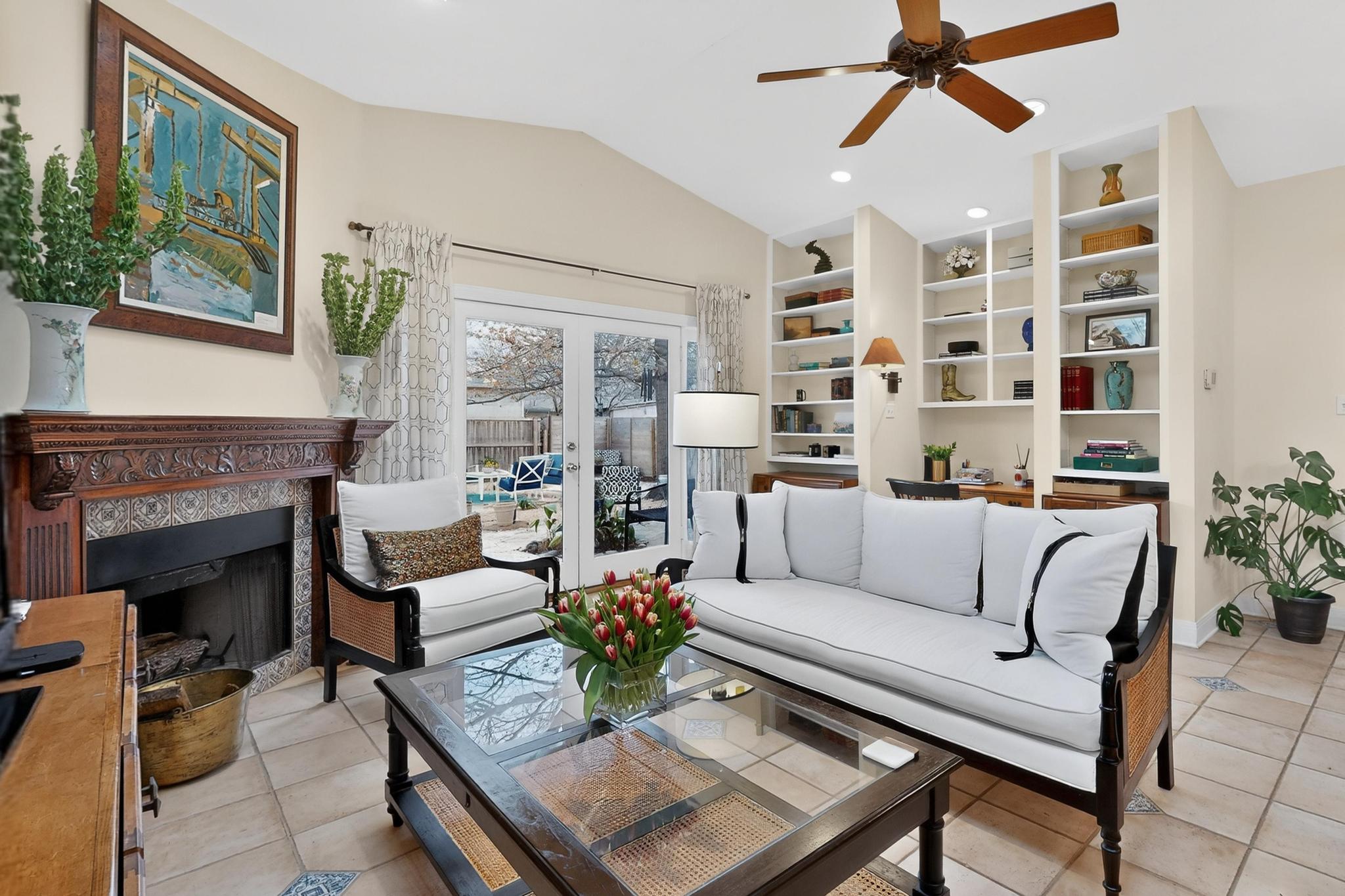 1906 Collier Street Austin, TX 78704 - Photo 13 of 40 a living room with furniture and a fireplace