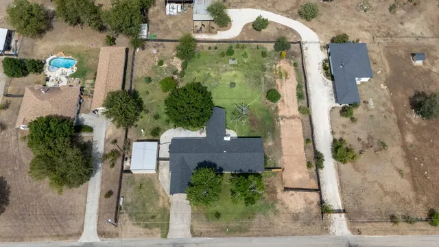an aerial view of a house