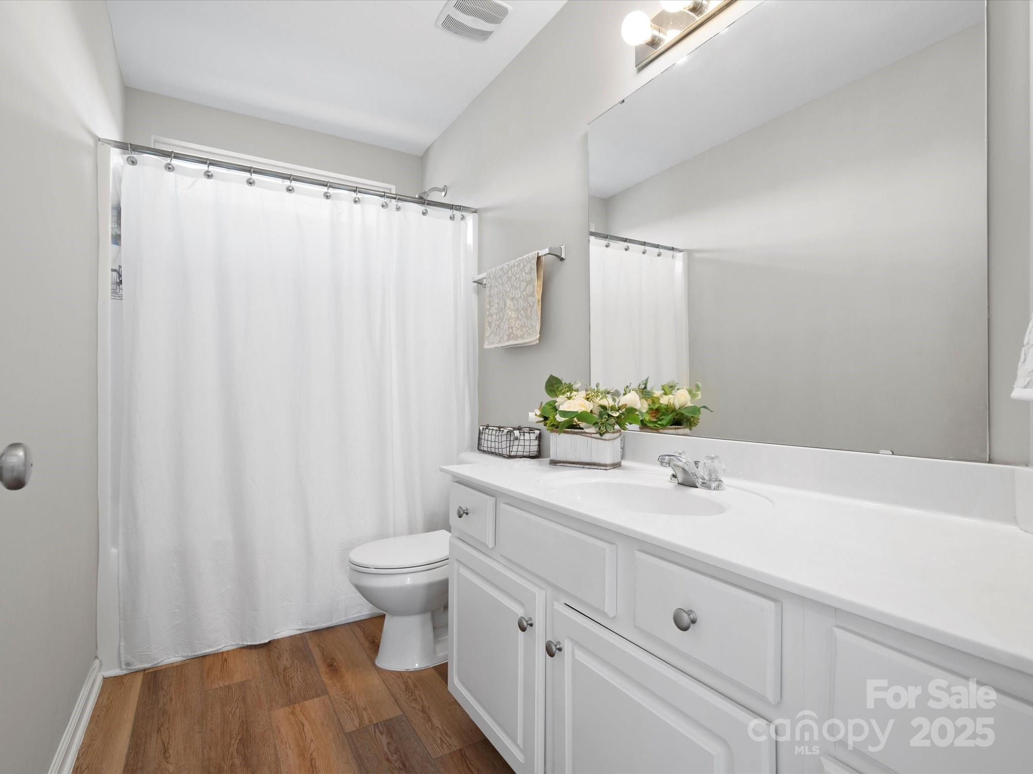 421 Silver Cypress Lane Fort Mill, SC 29708 - Photo 30 of 37 a bathroom with a sink a toilet and shower curtain