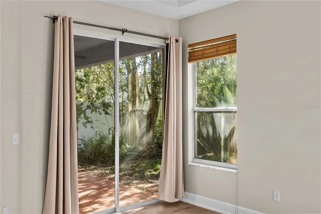 a view of a room that has a window